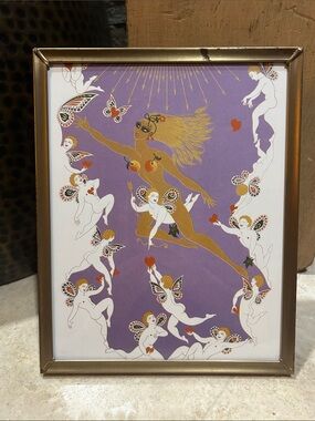 ERTE Vintage Book Print- “Summer” Framed Art